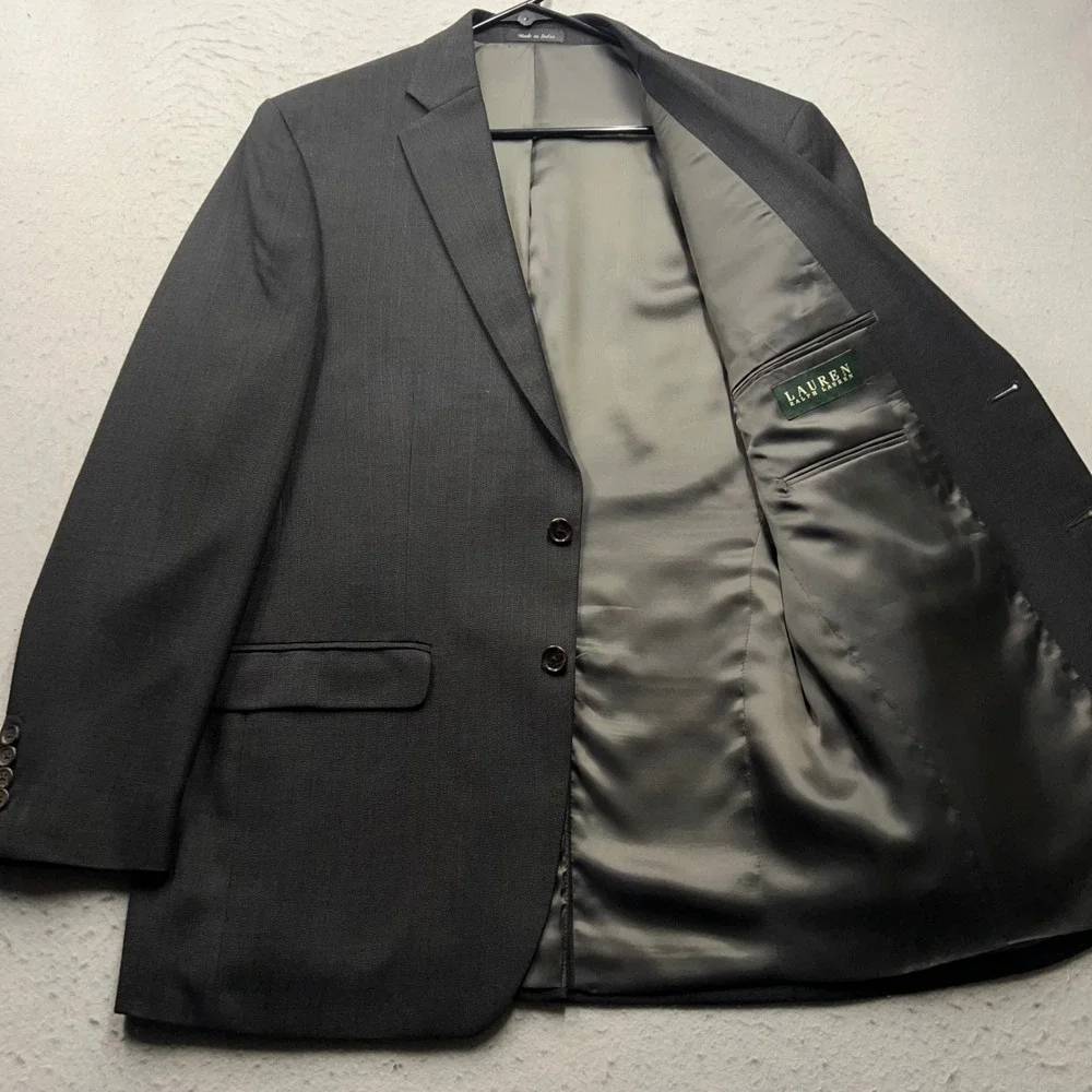 Lauren Ralph Lauren Mens 40R Blazer Charcoal Grey Two Button Sport Coat 1764